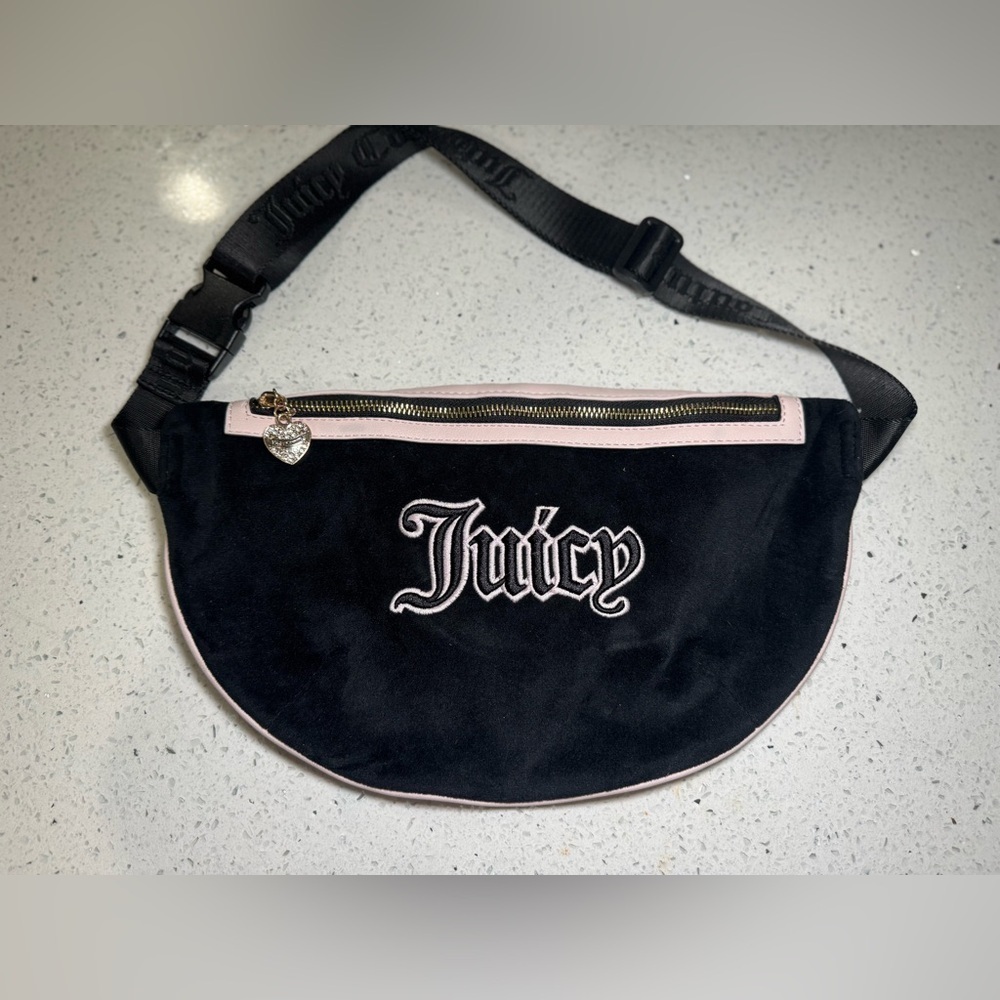 Juicy Couture Black and Pink Heart Charm Bag